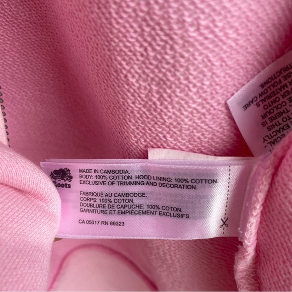 Roots Original Relaxed Cotton Full Zip Hoodie Barbie Pink size L - Picture 4 of 6